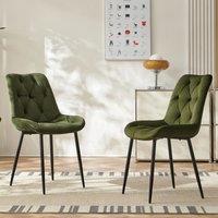 SONARA Modern Set of 2 Velvet Dining Chairs with Ergonomic Upholstered Seat in Green