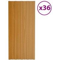 Berkfield Home Roof Panels 36 pcs Galvanised Steel Light Wood 100x45 cm