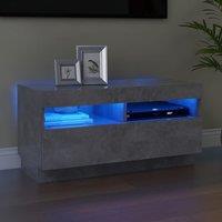 Berkfield Home TV Cabinet with LED Lights Concrete Grey 80x35x40 cm | Size: 80 x 35 x 40 cm