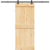 Berkfield Home Sliding Door with Hardware Set 85x210 cm Solid Wood Pine in Brown
