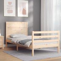 Berkfield Home Bed Frame with Headboard Small Single Solid Wood in Brown