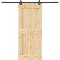 Berkfield Home Sliding Door with Hardware Set 95x210 cm Solid Wood Pine in Brown