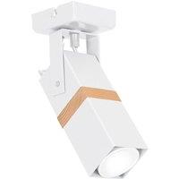 Milagro Vidar Hand Made Spot Lamp Black With Natural Wood Cuboid in White