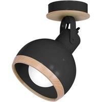 Milagro Oval Wall Lamp Hand Made White With Natural Wood in Black