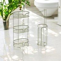 Showerdrape Dante Freestanding Floor Caddy & Toilet Roll Holder in Green
