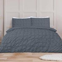 Smart Living Luxury Super Soft Stylish Rouched Pleat Duvet Cover with Pillowcases in Charcoal | Size: Double