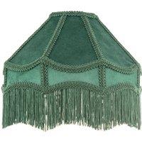 Happy Homewares Traditional Victorian Empire Soft Velvet Lamp Shade with Lengthy Tassels in Dark Green | Size: 12 inches