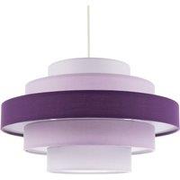 Happy Homewares Contemporary Round Triple Tier Cotton Fabric Pendant Light Shade in Purple | Size: 14 inches