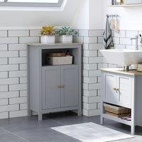 Kleankin Bathroom Floor Cabinet Free Standing Unit with Doors Adjustable Shelf in Grey