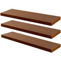 Harbour Housewares 3x 100cm Floating Wall Shelves - Wall Mountable for Storage & Display in Walnut | Size: 3x 100 cm
