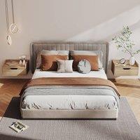 HOMCOM Floating Nightstands Set of 2, Nightstand with Drawer, Natural Wood