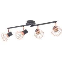 Berkfield Home Ceiling Lamp with 4 Spotlights E14 Black & Copper