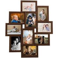 Berkfield Home Collage Photo Frame for 10x(13x18 cm) Picture Dark Brown MDF | Size: 13x18 cm