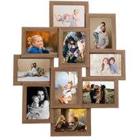 Berkfield Home Collage Photo Frame for 10x(13x18 cm) Picture Light Brown MDF | Size: 13x18 cm