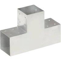 Berkfield Home Post Connector T Shape Galvanised Metal 101x101 mm in Silver
