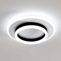 Goeco Ceiling Light LED, 28 W, Modern Round, 6500 K, for Bedroom, Hallway in Black