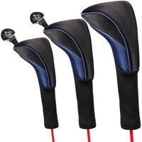 Havendro Black & Blue 3PCS Golf Club Head Covers Set Driver Headcover