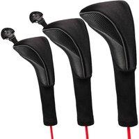 Havendro Black 3PCS Golf Club Head Covers Set Driver Headcover