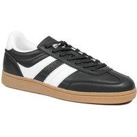 Pavers Men's Casual Leather Lace Up Trainers in Black | Size: 8