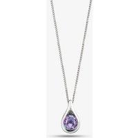 T.H.Baker Women's Silver Amethyst Pendant & Chain GK-P146M in Purple | Size: 16-18inch