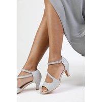Where's That From Women's 'Loreza' Low Kitten Heel With Crossover Strap in Silver | Size: 4