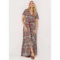 Long Tall Sally Women's Tall Tile Print Tie Waist Maxi Dress in Burnt Orange | Size: 10