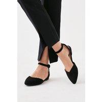 Dorothy Perkins Women's Poppy Pointed Ankle Strap Ballet Pumps in Black | Size: 3