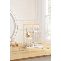 SHEONLY Women's 3 Tier Stylish Jewelry Display Stand Jewellery Desktop Organizer For Dormitory & Bedroom Vanity Case in White