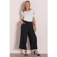 Anna Rose Women's Wide Leg Cropped Trousers in Black | Size: 22