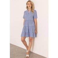 Klass. Women's Short Sleeve Striped Cotton Tunic Dress in Black | Size: 14