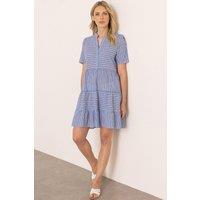 Klass. Women's Short Sleeve Striped Cotton Tunic Dress in Black | Size: 22