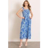 Klass. Women's Leaf Print Smocked Maxi Dress in Black | Size: 18