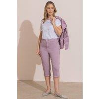 Klass. Women's Cropped Stretch Cotton Blend Trousers in Dusty Pink | Size: 20