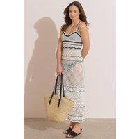 Klass. Women's Crochet Knitted Maxi Dress in Cream | Size: XL
