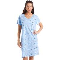 Camille Women's Floral & Heart Print Cotton Nightdress in Blue | Size: 10-12