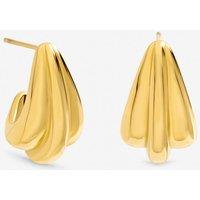 Jon Richard Women's Gold Plated Waterproof Multirow Dome Hoop Earrings