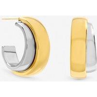 Jon Richard Women's Two Tone Waterproof Double Row Hoop Earrings