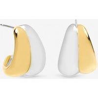 Jon Richard Women's Two Tone Waterproof Ribbed Dome Earrings