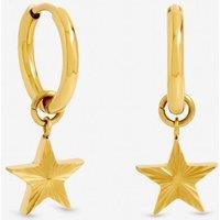 Jon Richard Women's Gold Plated Waterproof Diamond Cut Star Huggie Earrings