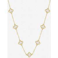 Jon Richard Women's Gold Plated Waterproof Mother of Pearl Clover Station Necklace