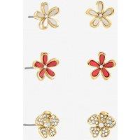 Mood Women's Gold Plated Floral Earrings - Pack of 3