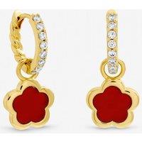 Inicio Women's Gold Plated & Cherry Red Flower Earrings - Gift Pouch