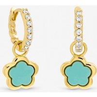 Inicio Women's Gold Plated & Blue Flower Earrings - Gift Pouch
