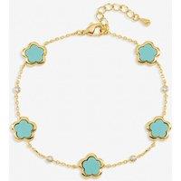 Inicio Women's Gold Plated & Turquoise Flower Station Bracelet - Gift Pouch