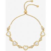 Jon Richard Women's Gold Plated Pave & Mother of Pearl Heart Toggle Bracelet