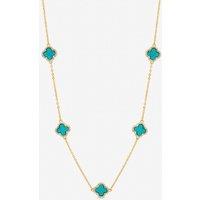 Jon Richard Women's Gold Plated & Turquoise Station Clover Necklace