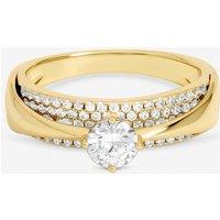Jon Richard Women's Gold Plated Cubic Zirconia & Pave Ring | Size: XL
