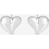 Inicio Women's Sterling Silver Plated Puff Fluid Heart Studs - Gift Pouch