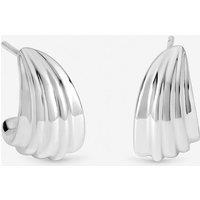 Inicio Women's Sterling Silver Plated Small Ridged Studs - Gift Pouch