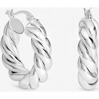 Inicio Women's Sterling Silver Plated Twisted Chubby Hoops - Gift Pouch